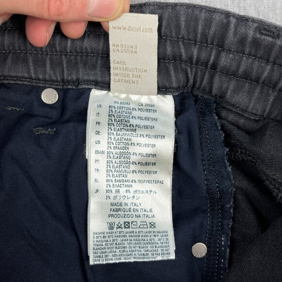 Diesel Jogg Jeans Womens 27x30 Black Distressed Krailey R-Ne 0685Q Stretch Italy - Picture 13 of 16